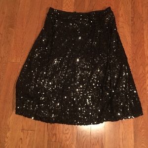 Elegant Sequined black flare skirt